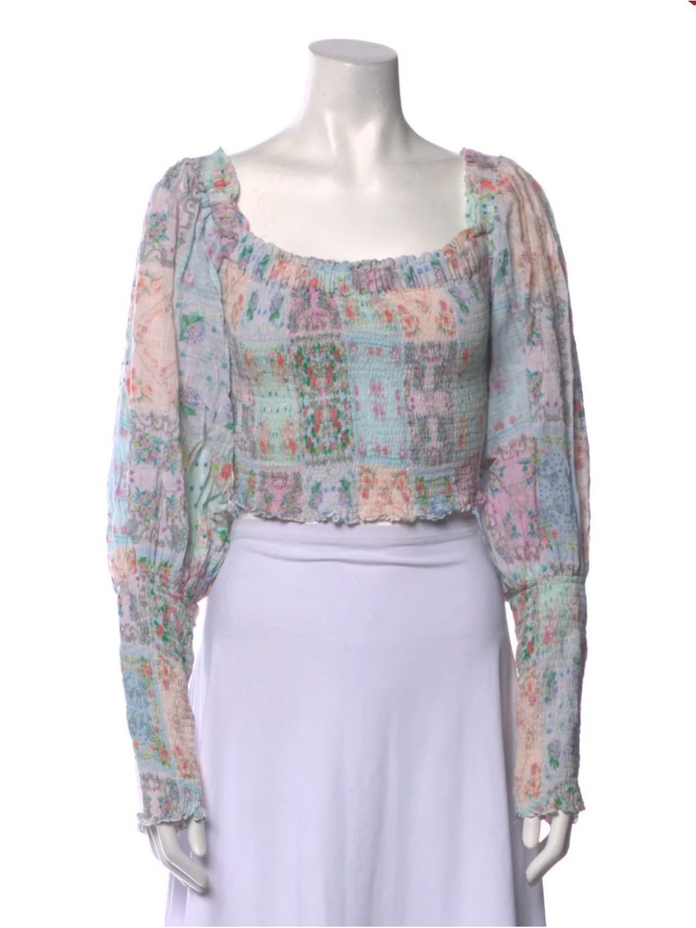 Fillyboo Pastel Floral Smocked Peasant Top